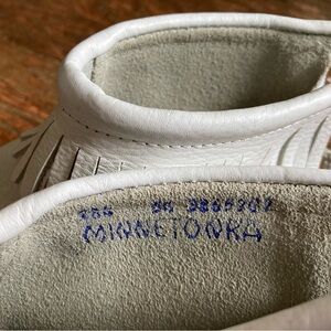 Handmade white leather moccasin shoes